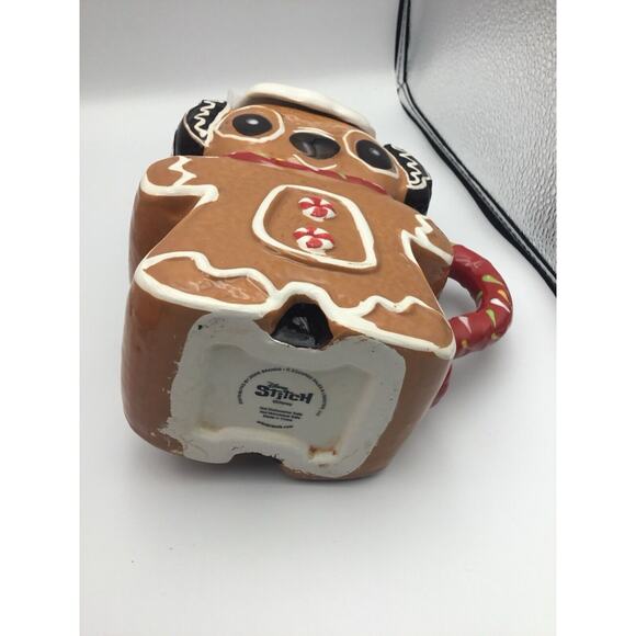 Disney Stitch Gingerbread Cookie Christmas Mug With Santa Hat Topper NEW - Picture 7 of 7